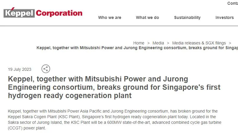 Keppel breaks ground on 600MW Singapore hydrogen-ready power plant