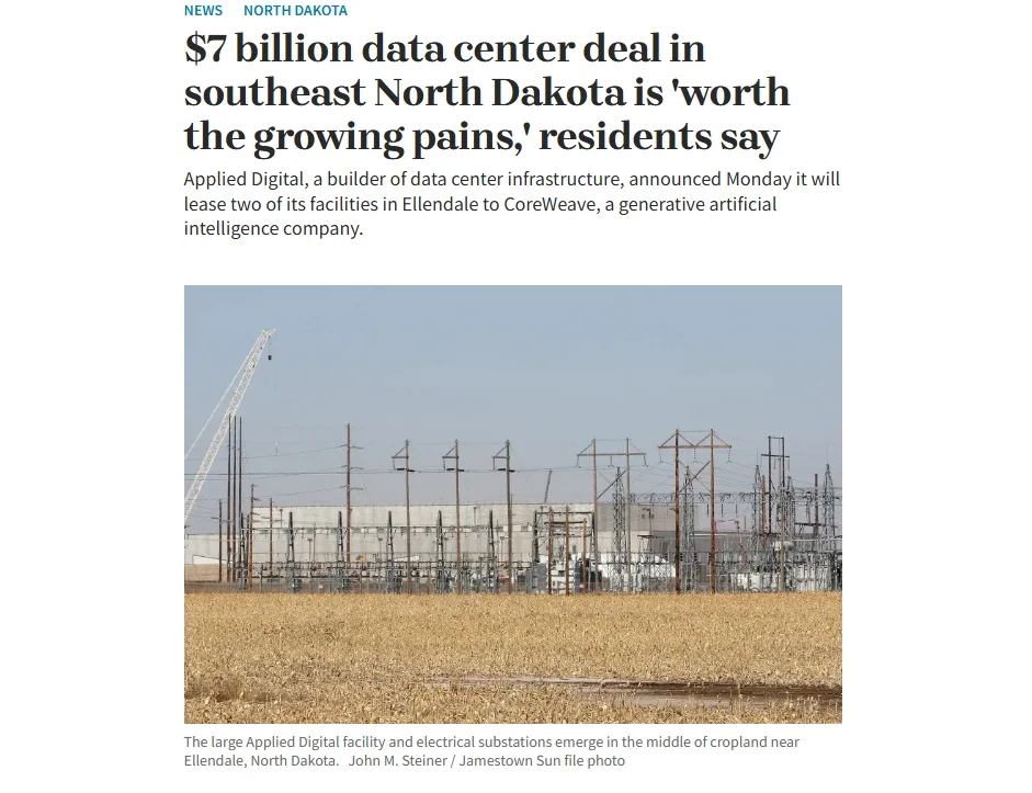 $7 billion data center deal in southeast North Dakota is 'worth the growing pains,' residents say