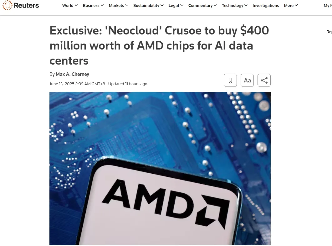 Exclusive: 'Neocloud' Crusoe to buy $400 million worth of AMD chips for AI data centers