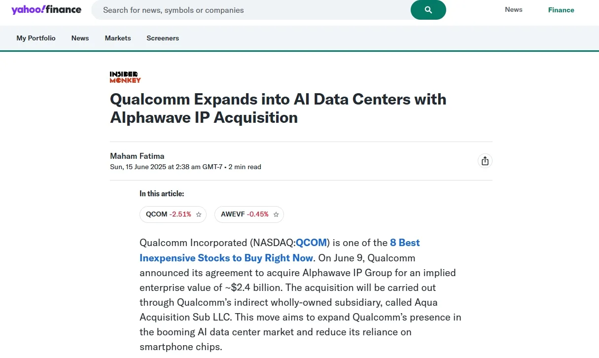 Qualcomm Expands into AI Data Centers with Alphawave IP Acquisition