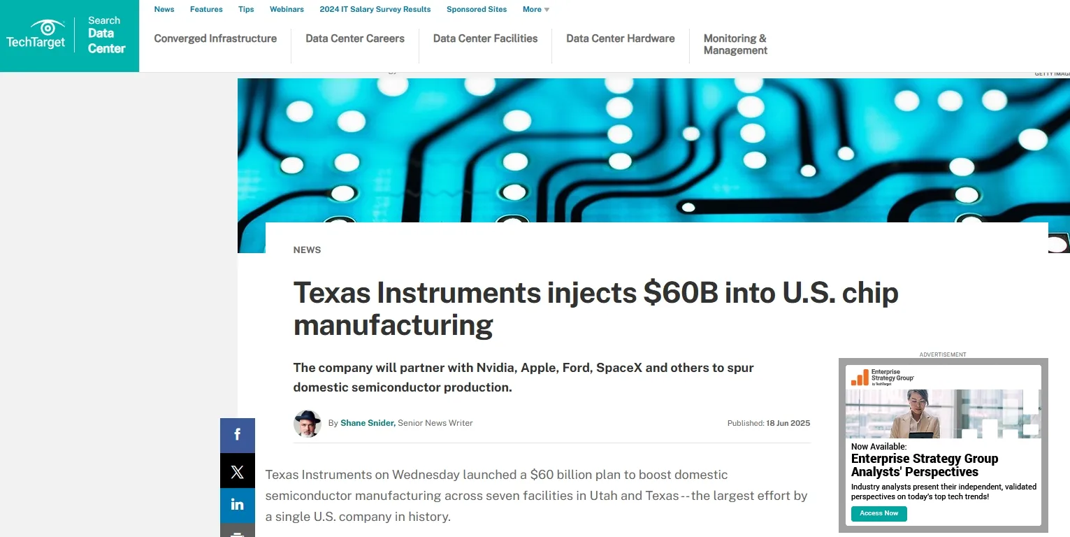 Texas Instruments injects $60B into U.S. chip manufacturing
