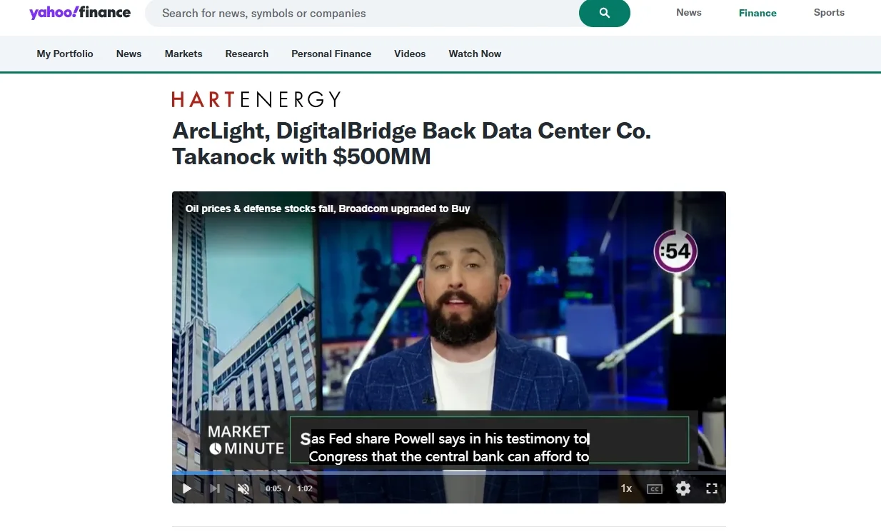 ArcLight, DigitalBridge Back Data Center Co. Takanock with $500MM