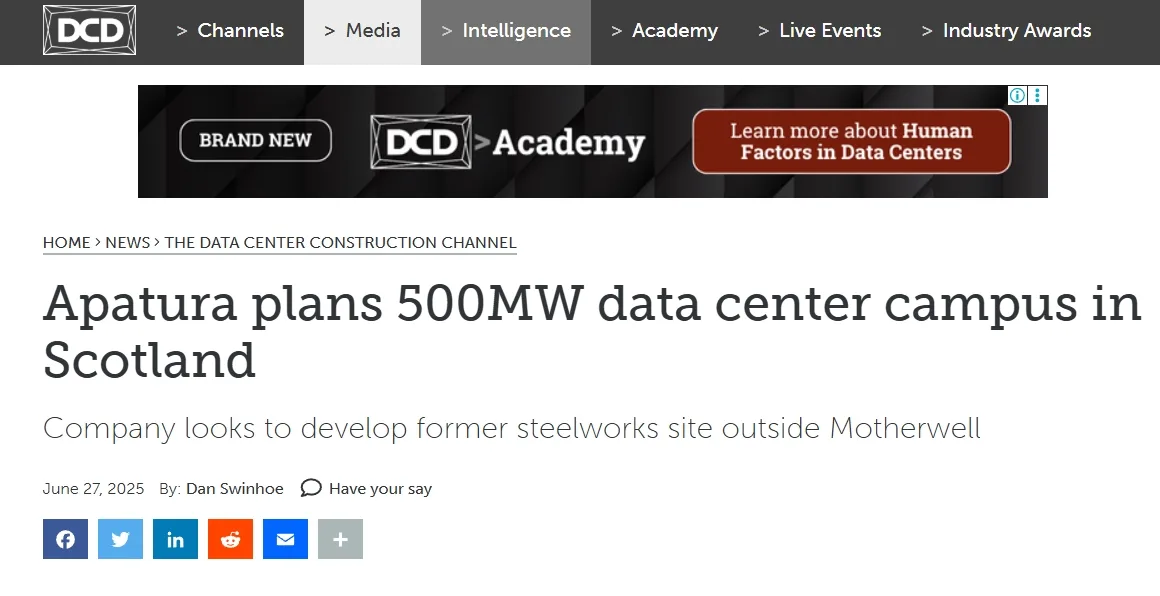 Apatura plans 500MW data center campus in Scotland