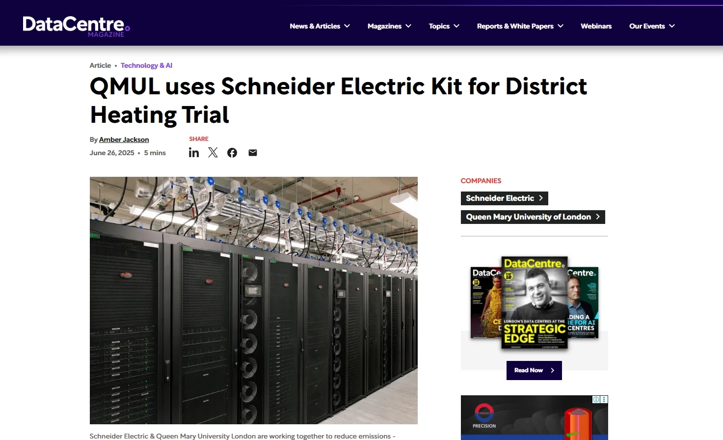 QMUL uses Schneider Electric Kit for District Heating Trial