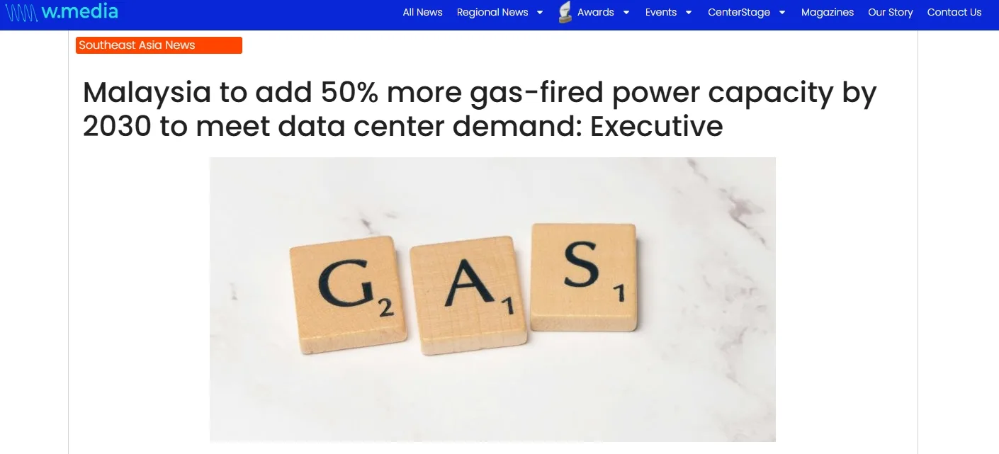 Malaysia to add 50% more gas-fired power capacity by 2030 to meet data center demand: Executive