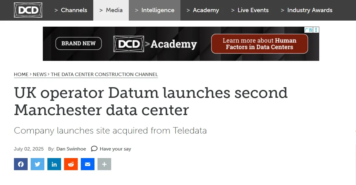 UK operator Datum launches second Manchester data center