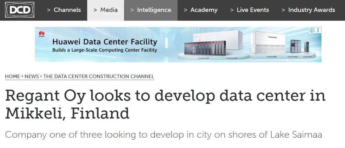Regant Oy looks to develop data center in Mikkeli, Finland