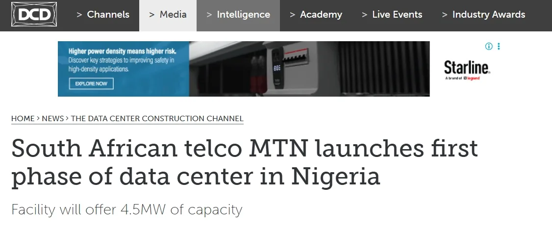 South African telco MTN launches first phase of data center in Nigeria