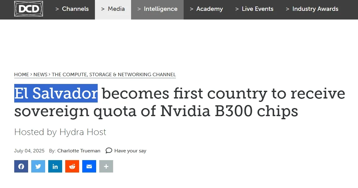 El Salvador becomes first country to receive sovereign quota of Nvidia B300 chips