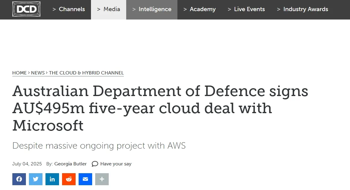 Australian Department of Defence signs AU$495m five-year cloud deal with Microsoft