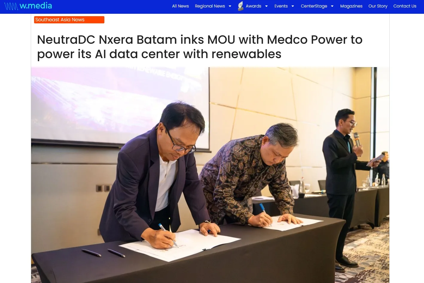NeutraDC Nxera Batam inks MOU with Medco Power to power its AI data center with renewables