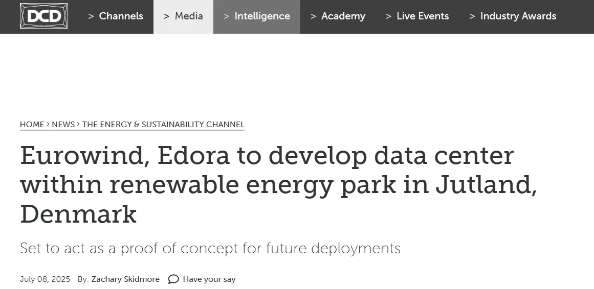Eurowind, Edora to develop data center within renewable energy park in Jutland, Denmark