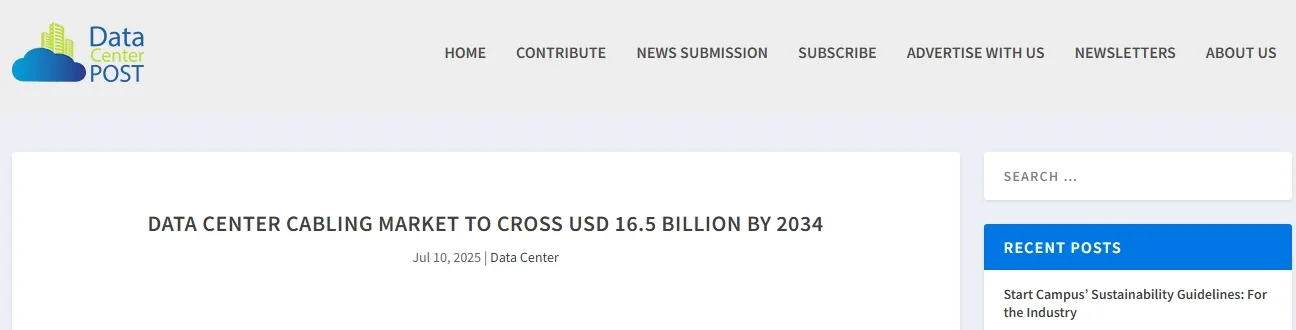 Data Center Cabling Market to Cross USD 16.5 Billion by 2034