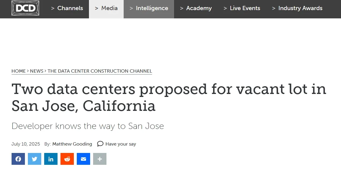 Two data centers proposed for vacant lot in San Jose, California