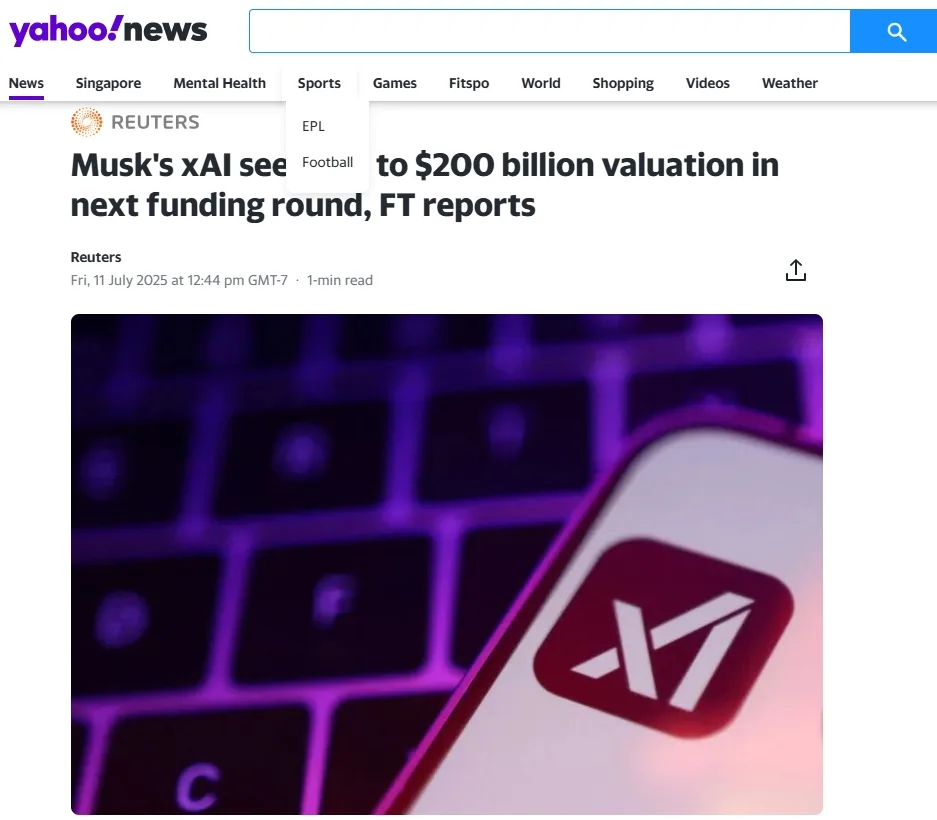 Musk's xAI seeks up to $200 billion valuation in next funding round, FT reports