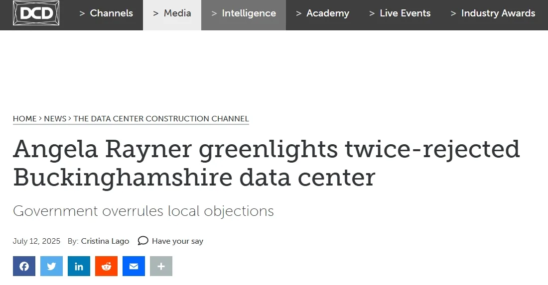Angela Rayner greenlights twice-rejected Buckinghamshire data center