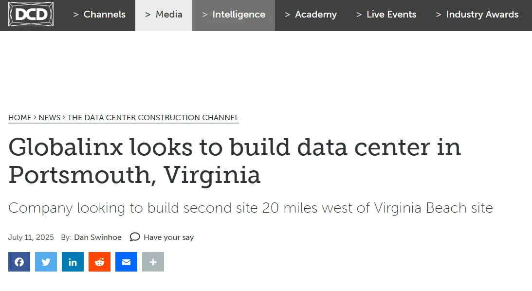 Globalinx looks to build data center in Portsmouth, Virginia