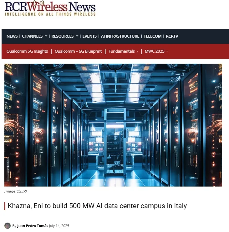 Khazna, Eni to build 500 MW AI data center campus in Italy
