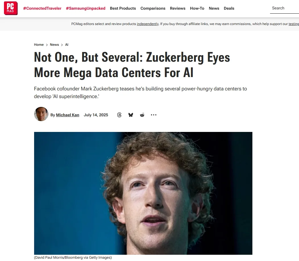 Not One, But Several: Zuckerberg Eyes More Mega Data Centers For AI