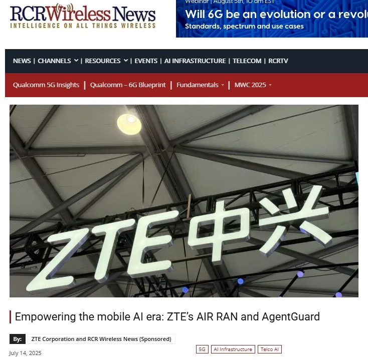 Empowering the mobile AI era: ZTE’s AIR RAN and AgentGuard