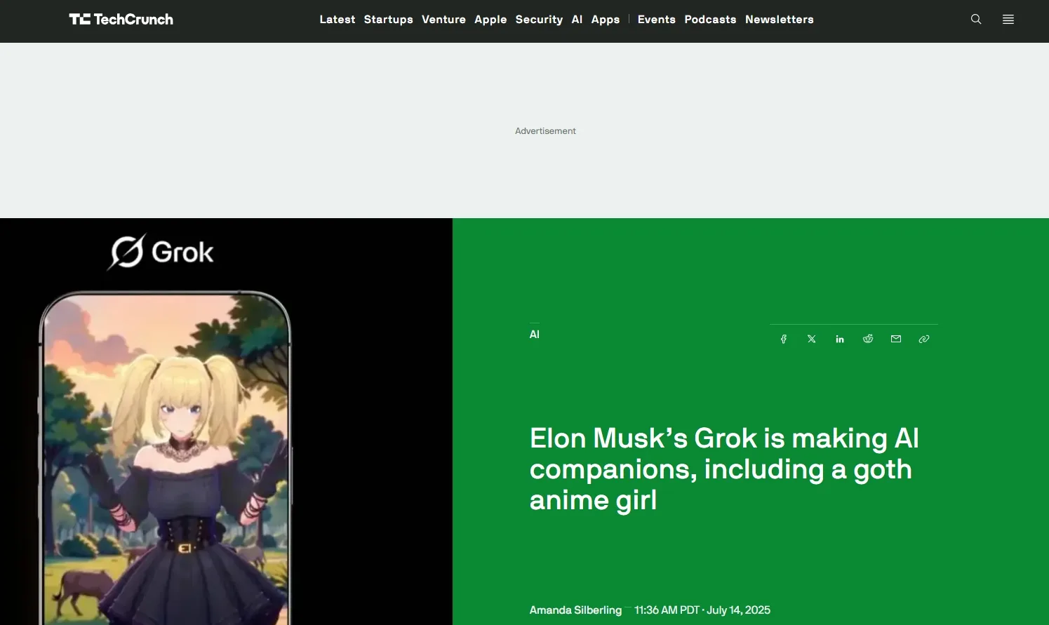 Elon Musk’s Grok is making AI companions, including a goth anime girl