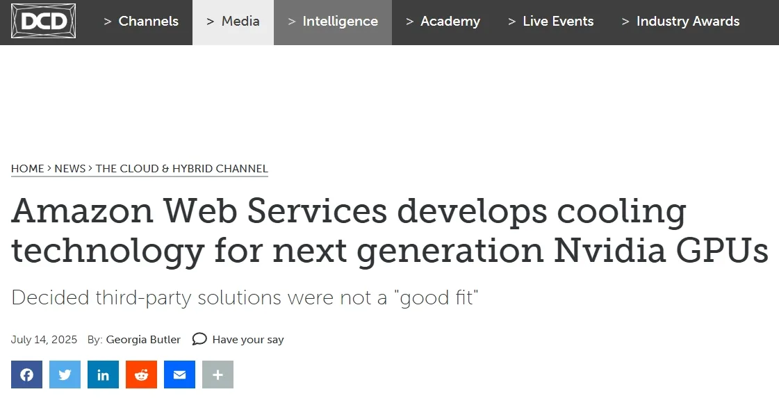 Amazon Web Services develops cooling technology for next generation Nvidia GPUs