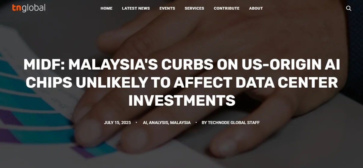 MIDF: Malaysia's curbs on US-origin AI chips unlikely to affect data center investments