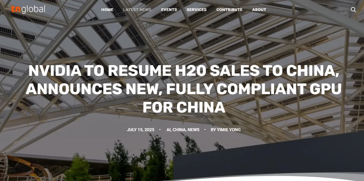 NVIDIA to resume H20 sales to China, announces new, fully compliant GPU for China