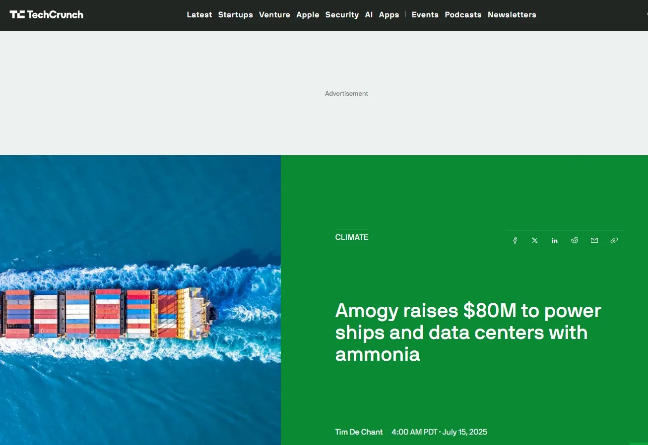 Amogy raises $80M to power ships and data centers with ammonia