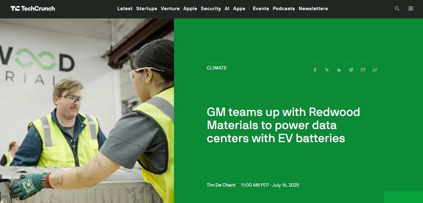 GM teams up with Redwood Materials to power data centers with EV batteries