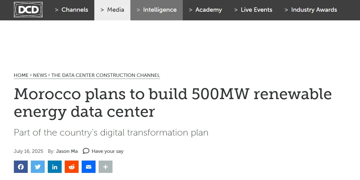 Morocco plans to build 500MW renewable energy data center