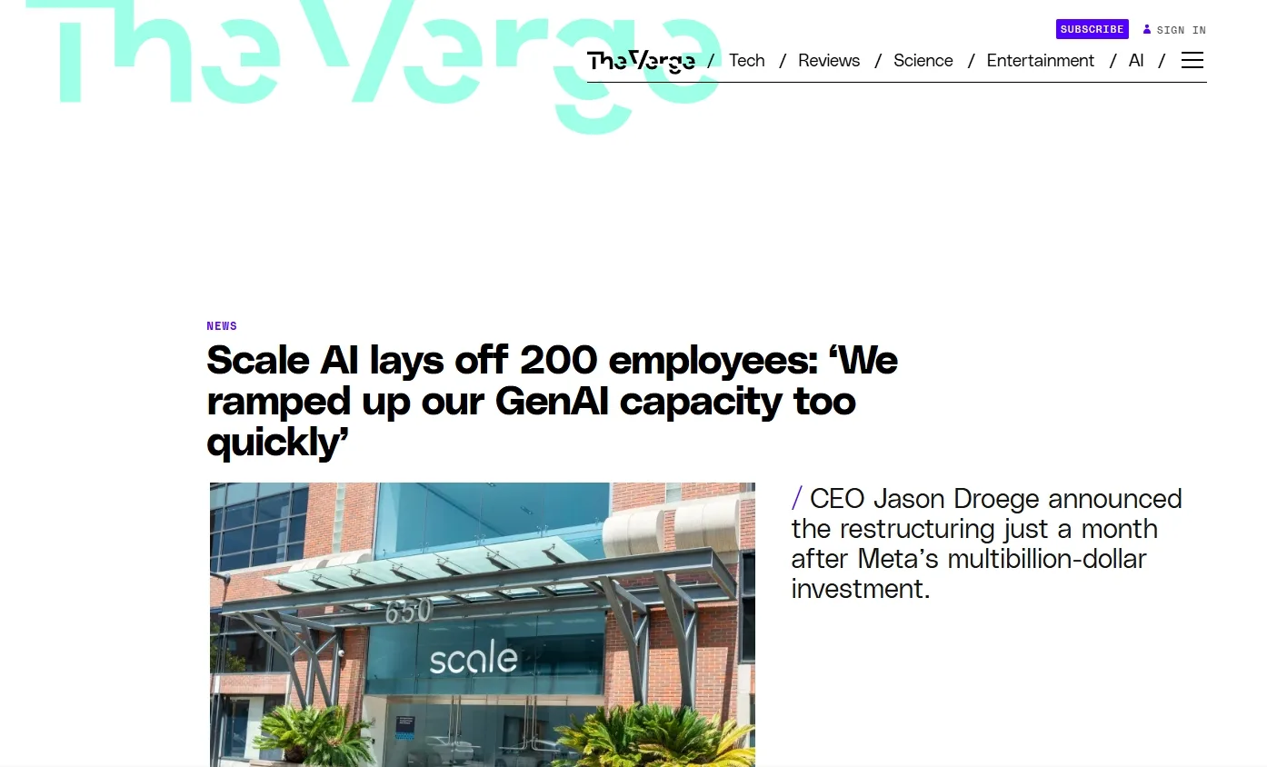 Scale AI lays off 200 employees: ‘We ramped up our GenAI capacity too quickly’