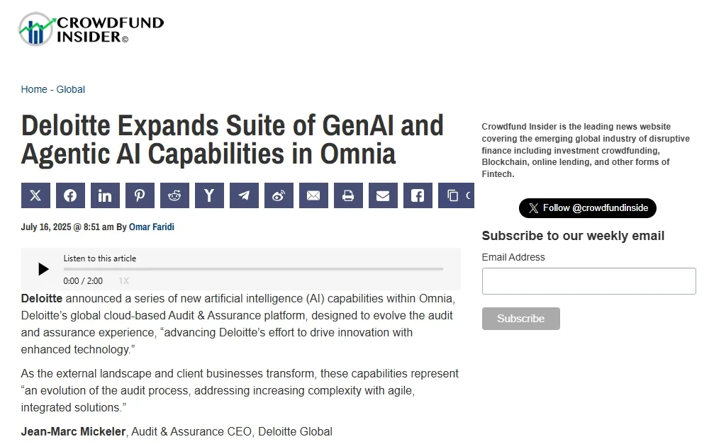 Deloitte Expands Suite of GenAI and Agentic AI Capabilities in Omnia
