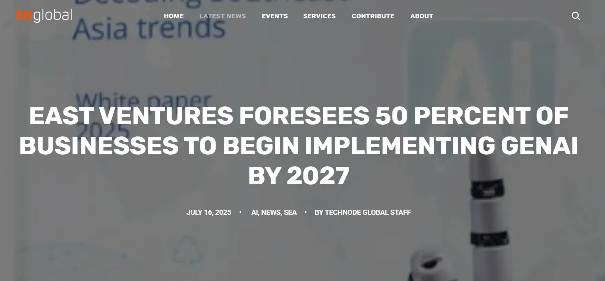 East Ventures foresees 50 percent of businesses to begin implementing GenAI by 2027