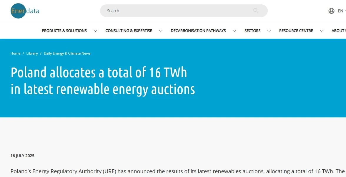 Poland allocates a total of 16 TWh in latest renewable energy auctions