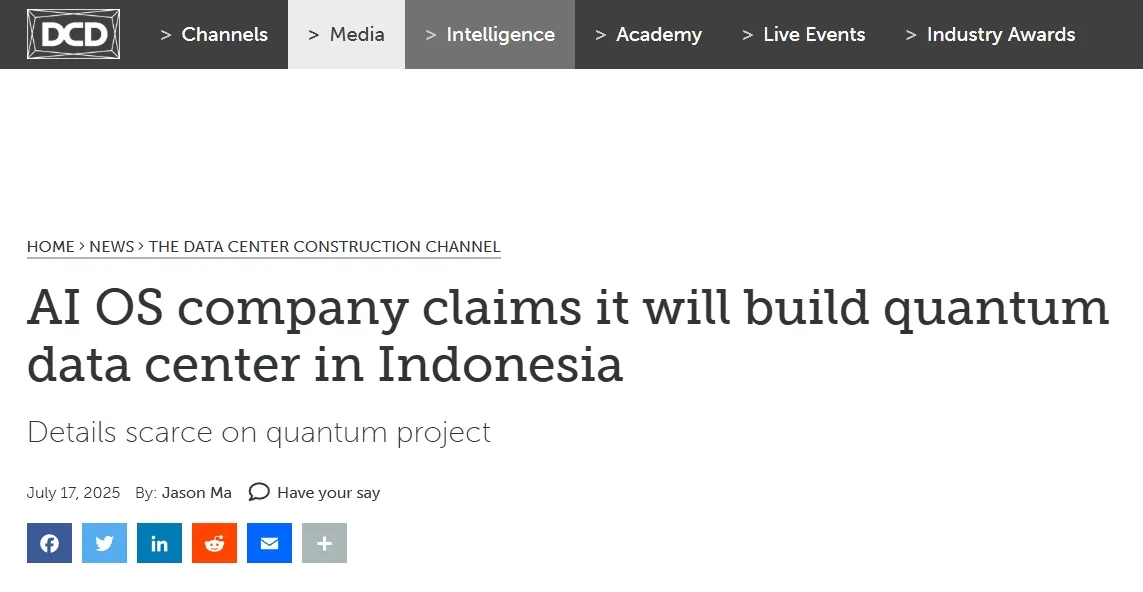 AI OS company claims it will build quantum data center in Indonesia