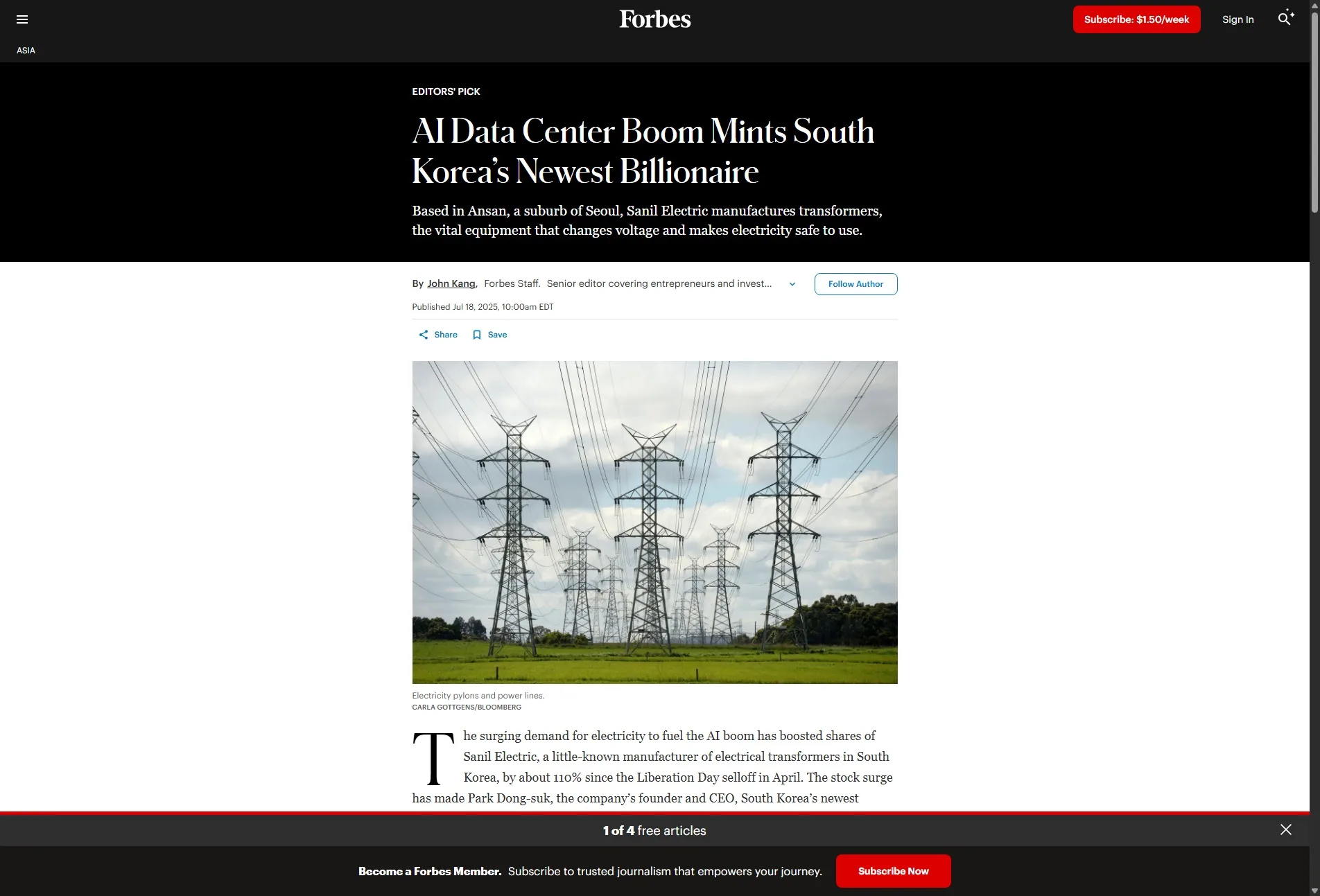 AI Data Center Boom Mints South Korea’s Newest Billionaire
