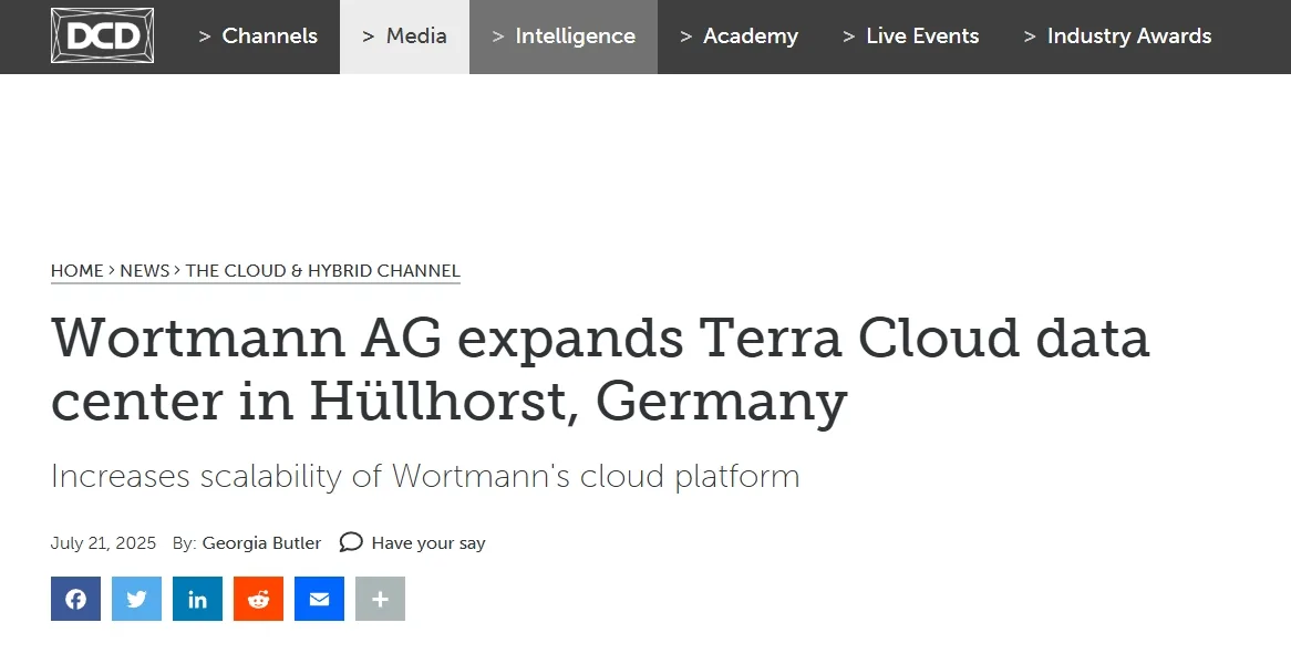 Wortmann AG expands Terra Cloud data center in Hüllhorst, Germany