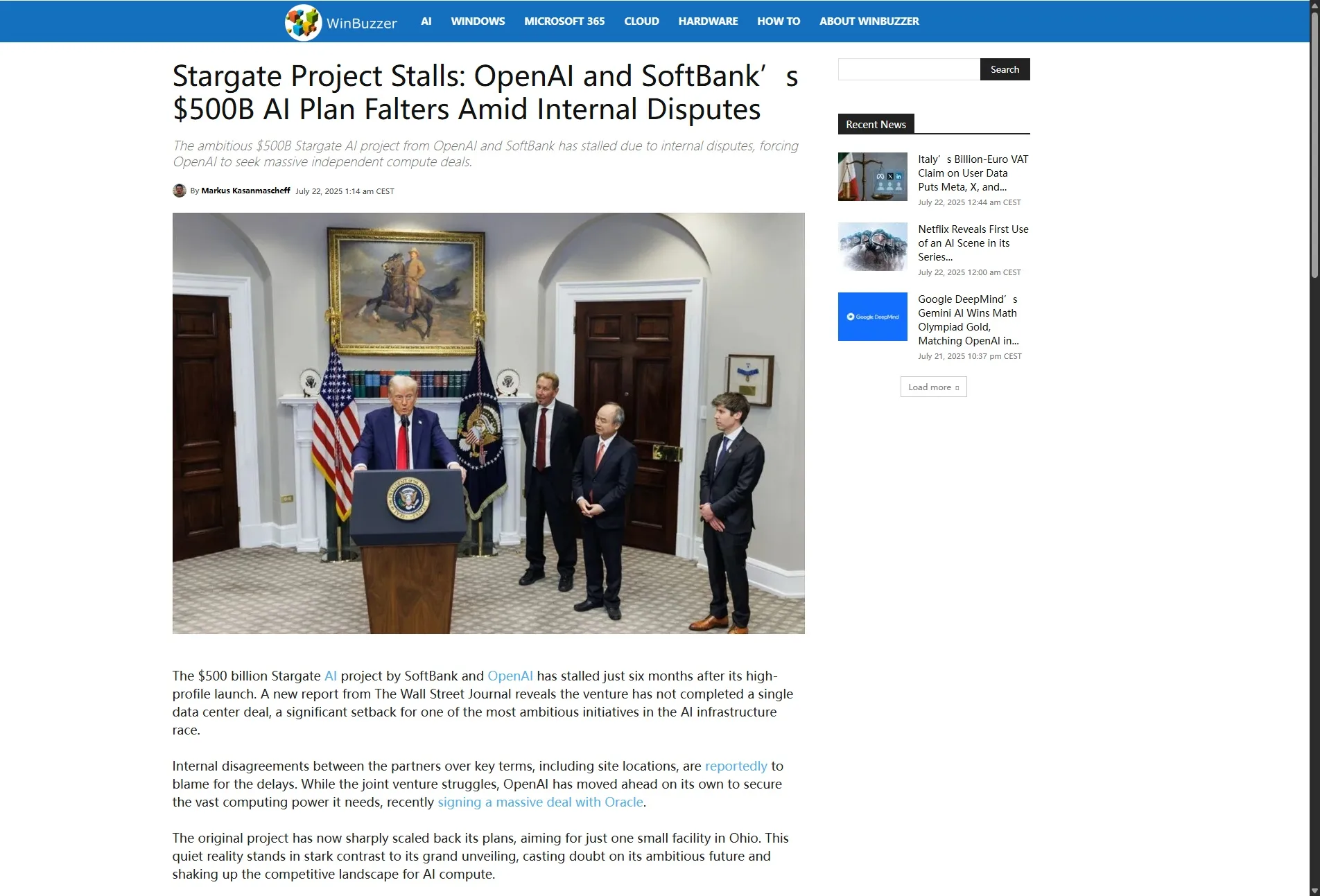 Stargate Project Stalls: OpenAI and SoftBank’s $500B AI Plan Falters Amid Internal Disputes