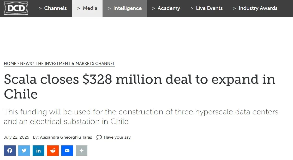 Scala closes $328 million deal to expand in Chile