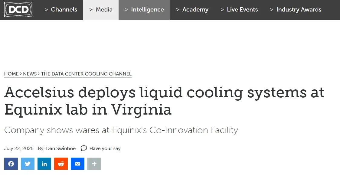 Accelsius deploys liquid cooling systems at Equinix lab in Virginia