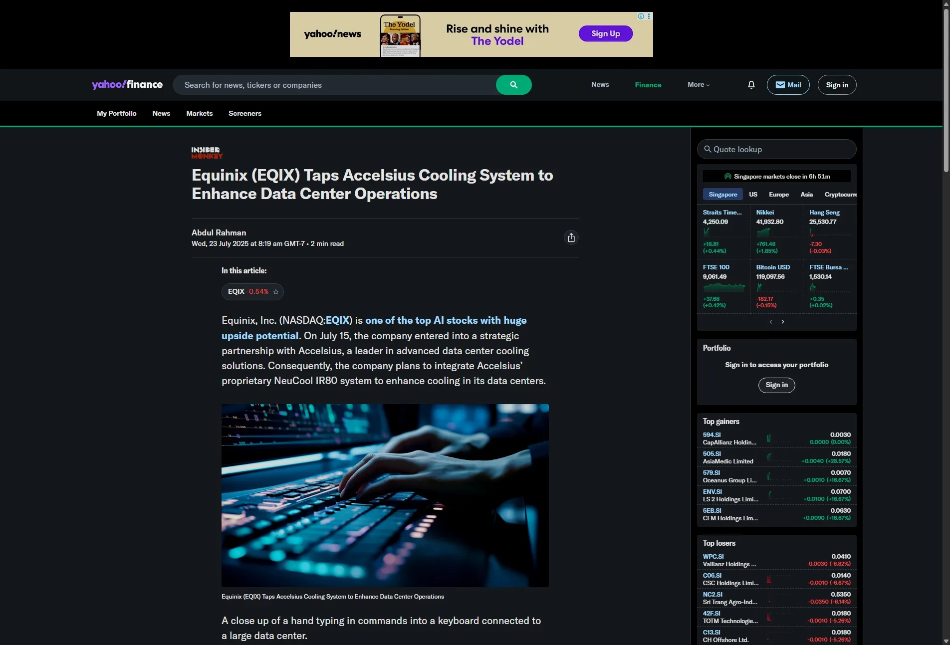 Equinix (EQIX) Taps Accelsius Cooling System to Enhance Data Center Operations