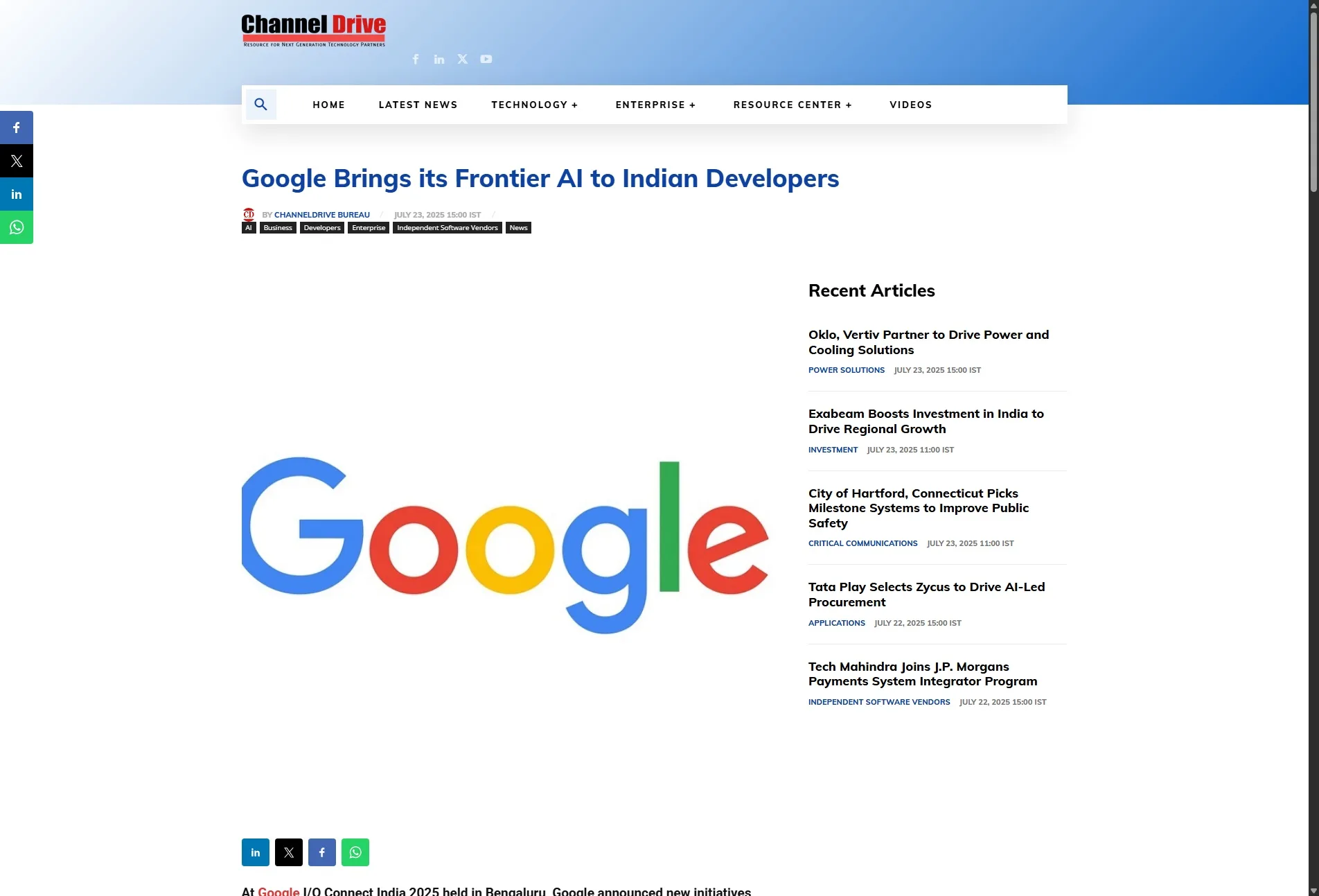 Google Brings its Frontier AI to Indian Developers