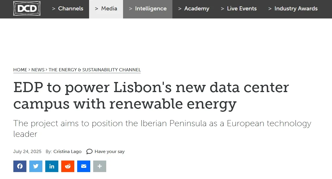 EDP to power Lisbon's new data center campus with renewable energy