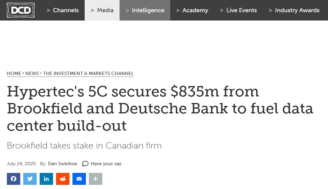 Hypertec's 5C secures $835m from Brookfield and Deutsche Bank to fuel data center build-out
