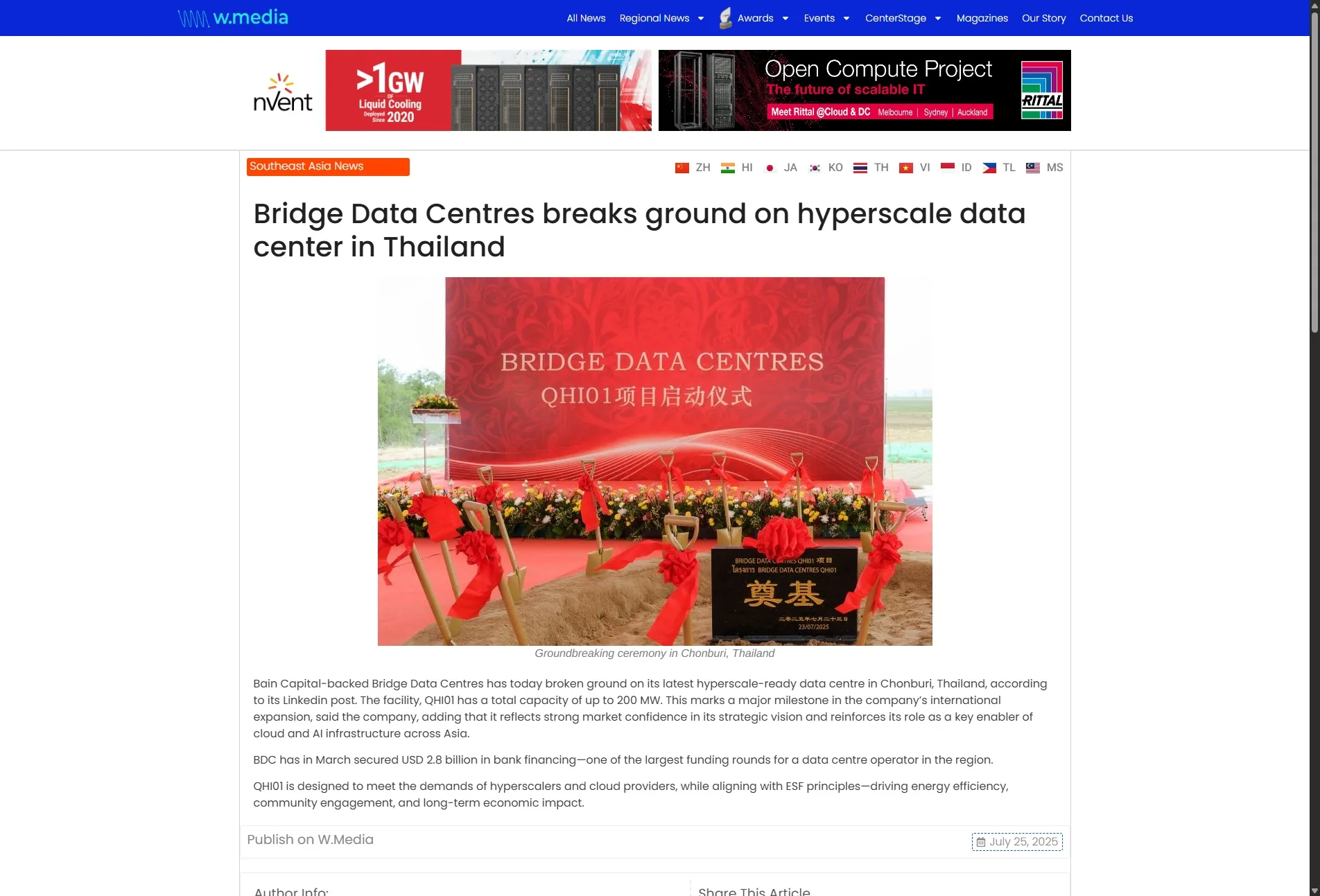 Bridge Data Centres breaks ground on hyperscale data center in Thailand