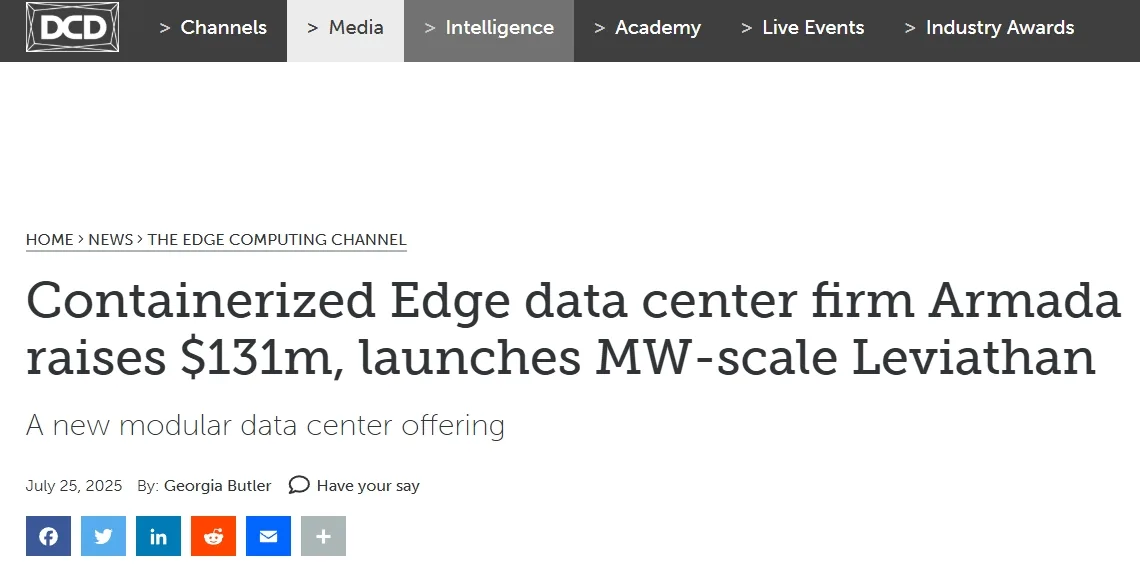 Containerized Edge data center firm Armada raises $131m, launches MW-scale Leviathan