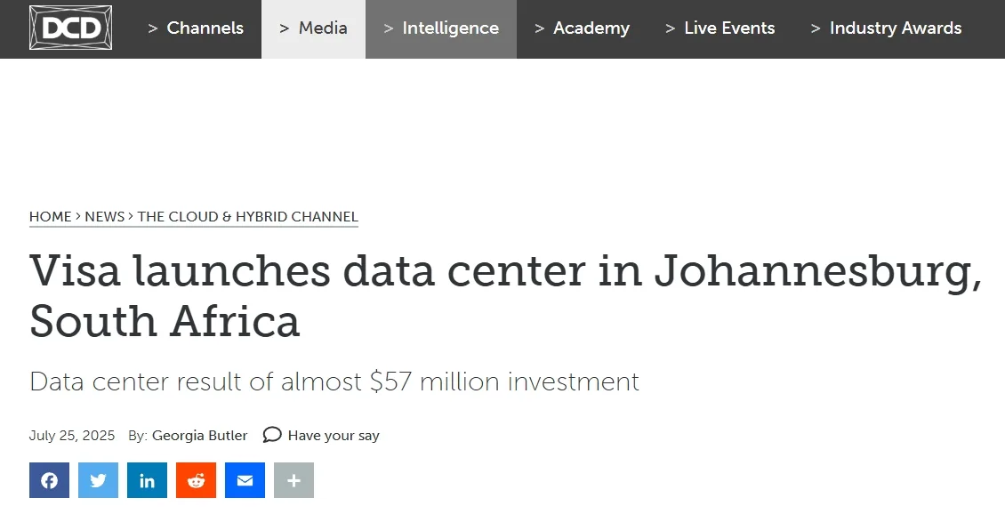 Visa launches data center in Johannesburg, South Africa