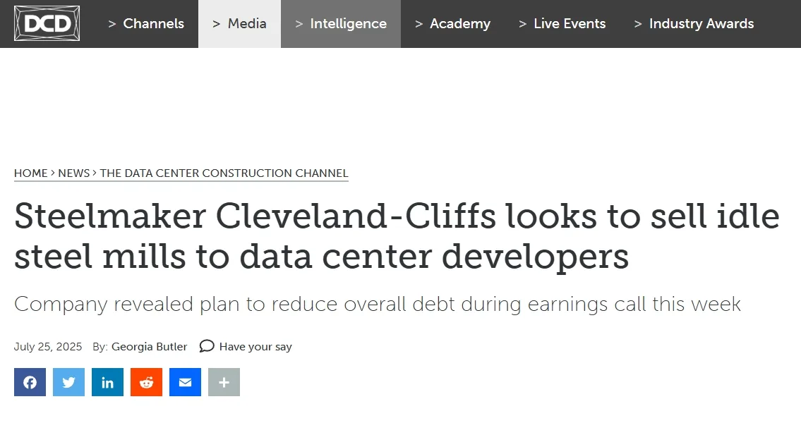 Steelmaker Cleveland-Cliffs looks to sell idle steel mills to data center developers