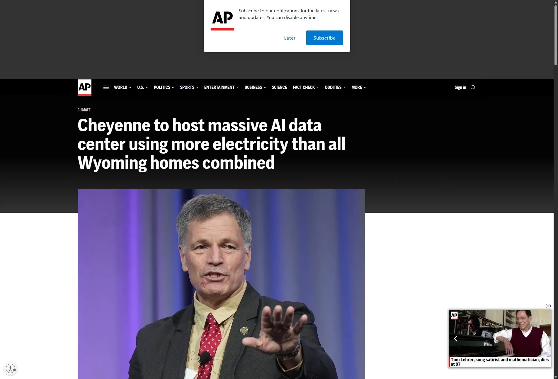 Cheyenne to host massive AI data center using more electricity than all Wyoming homes combined